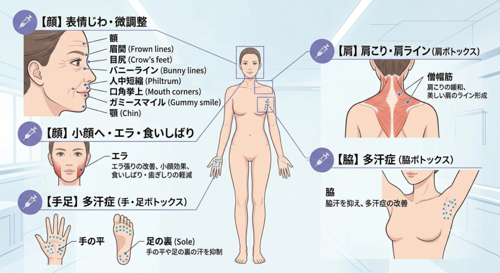 ボトックス注射の注射部位